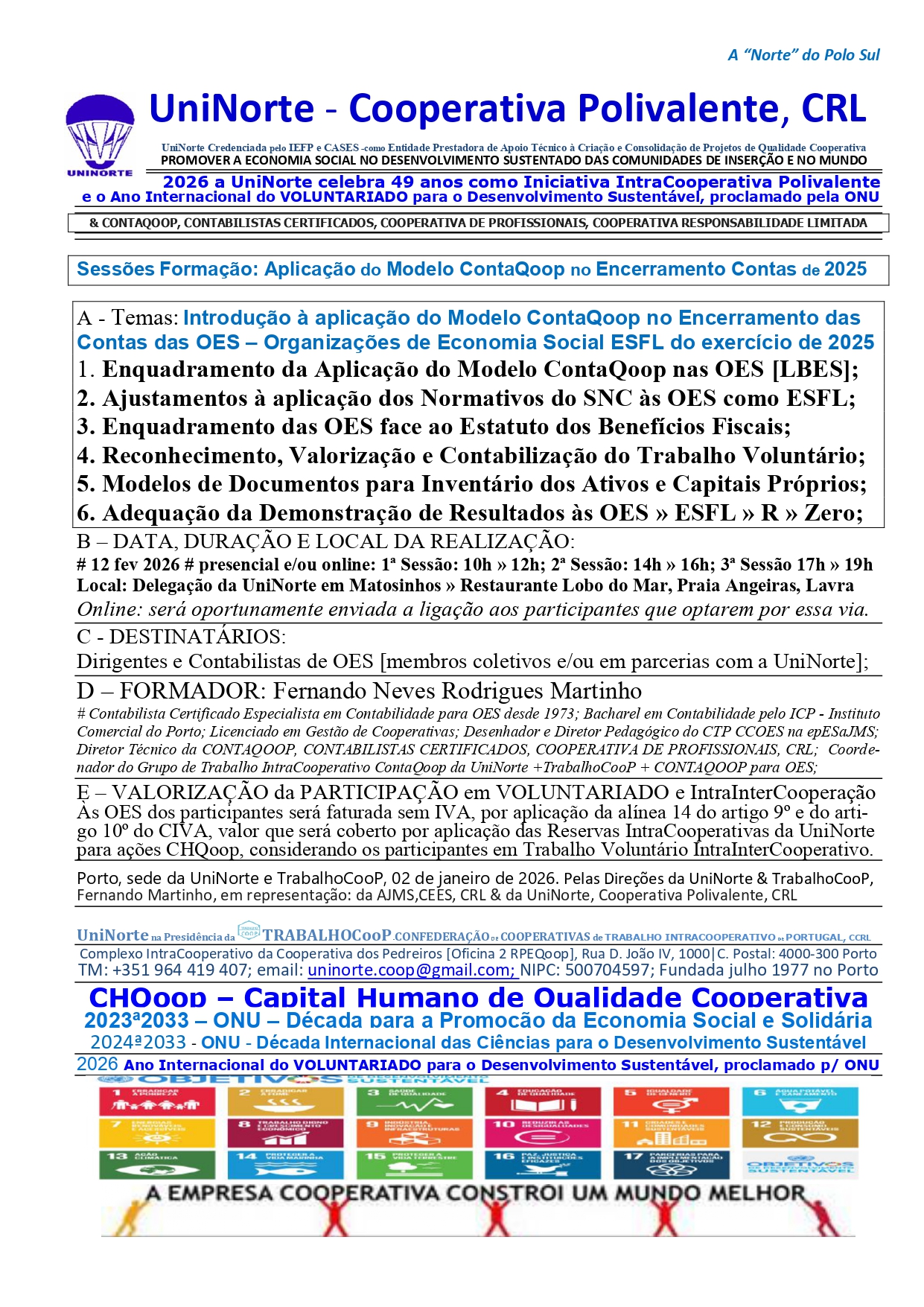 UniNorte »12fev2026 » Sessões Formação de Aplicação Modelo ContaQoop no Encerramento Contas das OES ESFL de 2025_page-0001